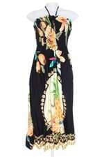 vestido malagueta feminino preto estampado