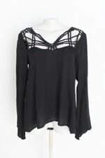blusa trimix feminina preta com bordado