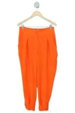 calça de tecido donna cola feminina laranja com pregas