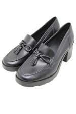 mocassim silva & co.  feminino preto com aplique