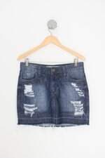 saia jeans k2b feminina azul