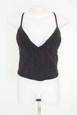 cropped carmen steffens feminino preto com bojo e brilho