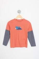 camiseta manga longa alphabeto kids laranja com recortes