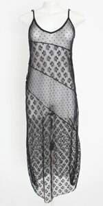 vestido Blue Steel feminino preto com fenda e transparência