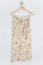 Saia Midi Natti Vozza Bege Estampa Arabesca