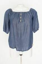 blusa puramania feminina azul com franzido