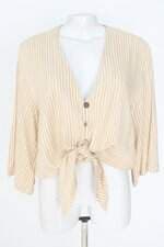 blusa Zara feminina bege listrada
