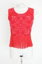 blusa bobo feminina vermelha com aplique e franja