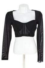 cropped Renner feminino preto com transparência