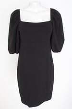 Vestido Alfaiataria Preto Com Mangas Bufantes C&A