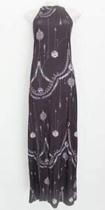 vestido Lança Perfume feminino preto estampado com fenda