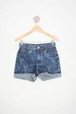 shorts jeans feminino azul com barra italiana