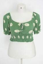 blusa cropped Renner feminina verde estampada