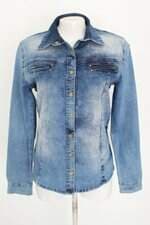 camisa jeans knoten feminina azul