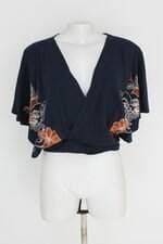 blusa colcci feminina azul com bordado