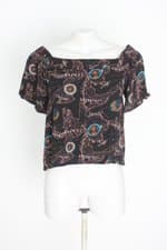 blusa cropped dany blu feminina preta estampada
