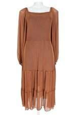 vestido midi miss gayah marrom com forro