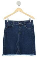 saia jeans vizzy feminina azul