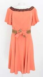 vestido betelgeuse feminino coral com faixa na cintura e forro