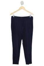calça de tecido deep feminina azul com pregas