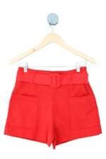 shorts C&A feminino vermelho com cinto