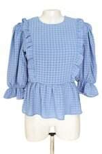 blusa Amaro feminina xadrez com babado e peplum