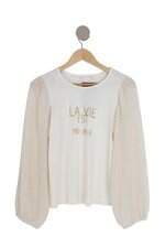 blusa Zara kids bege com recortes e silk