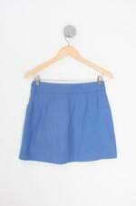 saia animale feminina azul com aplique e forro