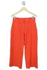 calça de tecido tuca clothing feminina laranja com pregas