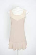 vestido cor doce feminino bege com peplum e recortes