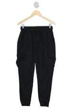 calça de tecido Youcom feminina preta com cós com elástico