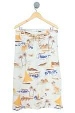 Saia Midi Branca Com Estampa Tropical e Corda na Cintura Riachuelo