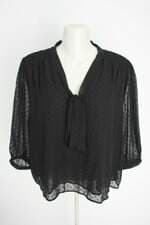 blusa ashua feminina preta com franzido