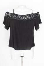 blusa ying te feminina preta com renda