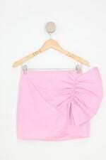 saia rock lola feminina rosa com drapeado