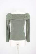 blusa manga longa chuá feminina verde com sobreposição