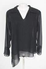 blusa star feminina preta com assimetria e transparência