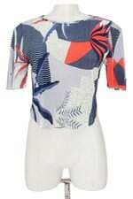 blusa Morena Rosa feminina estampada com plissado