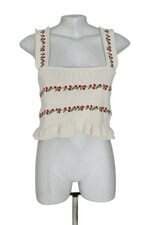 blusa cropped Zara bege com bordado