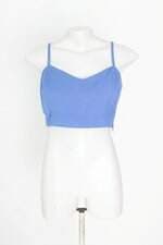 top cropped dzarm feminino azul com franzido