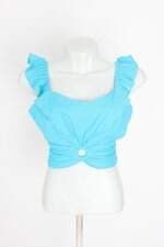 blusa coinage feminina azul com recortes