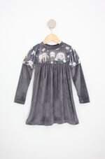 vestido adress kids cinza com aplique