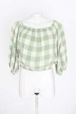 blusa shoulder feminina xadrez com franzido