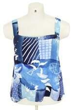 blusa frente única Cantão feminina azul estampada
