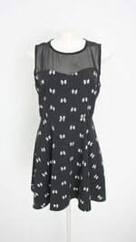 vestido forever 21 feminino preto estampado com tule