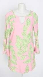 vestido hit feminino rosa estampado com forro