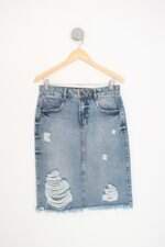 saia jeans marisa feminina azul