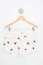 shorts canal feminina branca com patch