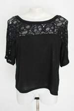 blusa Blue Steel feminina preta com renda