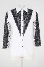 camisa calours feminina estampada com renda